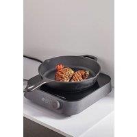 Living and Home Cast Iron Skillet Frying Pan Griddle Cookware Grill Pan with Pouring Lips Handle 30CM in Black