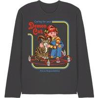 Steven Rhodes Caring For Your Demon Cat Long Sleeve T-Shirt, Black | Size: Medium