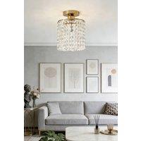 Living and Home Frame Crystal Semi-Flush Mount Ceiling Light in Gold