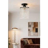 Living and Home Frame Crystal Semi-Flush Mount Ceiling Light in Black