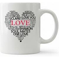 Dyzi Love Typography Heart Printed Ceramic Mug Valentine's Day Gift in White