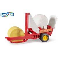 Bruder 1:16 Bale wrapper with ochre & white round bales in Red | Size: 1 Pack