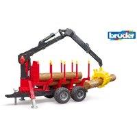 Bruder 1:16 Forestry trailer with loading crane, 4 trunks & grab in Red | Size: 1 Pack