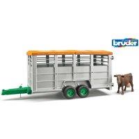 Bruder 1:16 Livestock trailer with 1 cow in Silver | Size: 1 Pack