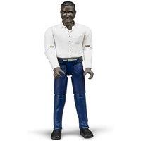 Bruder 1:16 bworld Man, dark skin, darkblue jeans in White | Size: 1 Pack