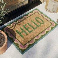 Garden Greatness Hello Scallop Printed Coir Doormat | Size: 45 cm x 75 cm