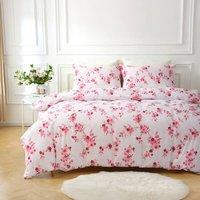 Portfolio Home Sakura Blossom Floral Duvet Cover Set With Pillow Case Bed Linen in Pink | Size: Double
