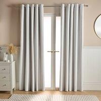 OHS Woven Texture Pair Of Eyelet Curtains in Cream | Size: 167 cm width x 137 cm drop