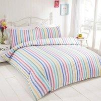 Coopers of Stortford 100 Percent Cotton Flannelette Candy Stripe Duvet Set | Size: King