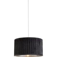 Lighting Collection Pleated Velvet Grey Shade With Metallic Silver Inner 30Cm D Lamp Shade