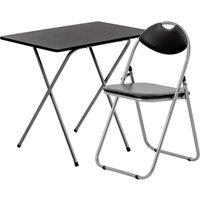 Harbour Housewares Wooden Folding Desk & Chair Set Durable Space Saving Office Study Set in Silver