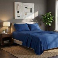 Snug City Soft Plain Brushed Cotton Fitted Flat Sheet Matching Pillowcases Set in Teal | Size: Super King