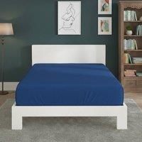 Snug City Polycotton Fitted Sheet Extra Deep 40cm Skirt Easy Care in Blue | Size: Super King