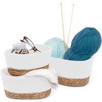 LIVIVO TULLA Seagrass Baskets, Set of 3 in White | Size: Medium