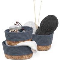 LIVIVO TULLA Seagrass Baskets, Set of 3 in Grey | Size: Medium