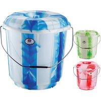 BARGAINS-GALORE Set Of 2 Multipurpose Plastic Bucket With Lid & Handle 7l Home Storage