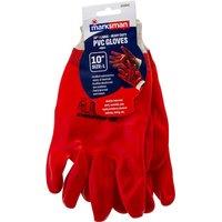 BARGAINS-GALORE 4 Pairs Red Pvc Coated Gloves Size Large Elasticated Cuffs For Comfort | Size: 10