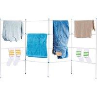 BARGAINS-GALORE 4 Fold Clothes Airer Dry Rack Indoor Outdoor Flat Folding Washing Line in White