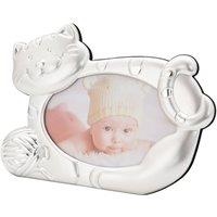 Happy Homewares Fun Smiling Cat Themed Satin Silver Picture Frame with String Ball