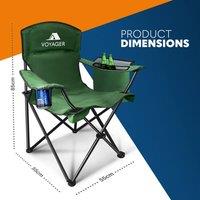 Voyager 2 Pack Folding Camping Chairs with Cooler Bag, Portable & Comfortable in Green