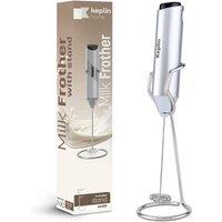 Keplin Milk Frother with Stand - Foam Maker with Stainless Steel Whisk in Silver | Size: 1 Pack