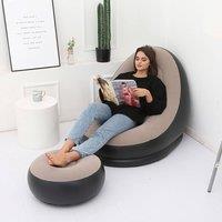 Marco Paul Inflatable Chair & Foot Stool in Black | Size: 100 cm x 190 cm