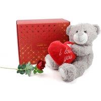 ILFD Group Ltd Valentines Day Hamper - Grey 'I Love you' Teddy & Rose