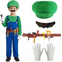 I Love Fancy Dress Green Super Workman Costume, Tash, Gloves & Toolbelt | Size: Large