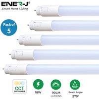 ENER-J 5 Pack T8 LED Tube 120cm 18W CCT Switchable Warm Cool Daylight in White