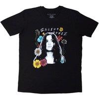 Rock Off officially Licensed Products Selena Gomez Floral Collage T-Shirt in Black | Size: Large