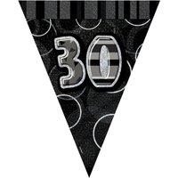 Unique Party Black Silver 30 Glitz Pennant Bunting