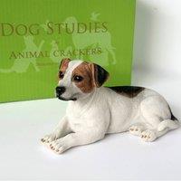 Animal Crackers Realistic Laying Jack Russell Dog Fgurine, Gift Boxed