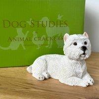 Animal Crackers Realistic Laying West Highland Terrier Figurine, 13cm, Gift Boxed in Natural White