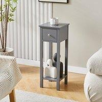 MCC Direct Set of 2 Solid Wooden Bedside Table with Open Shelf & Drawer Amelia in Grey