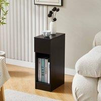 MCC Direct Solid Wooden Bedside Table with Open Shelf & Drawer Black Ava by MCC