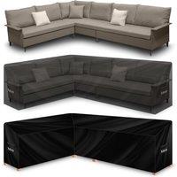 Futura Premium 600D L Shaped 222 x 286 x 80cm Waterproof Garden Furniture Cover, Outdoor Patio Weatherproof Rattan Sofa Guard in Black | Size: 1 Pack