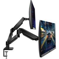 Futura Dual Monitor Arm Desk Mount Gas Spring Bracket 13-32 Inch Screens, Adjustable Stand, Full Motion Tilt Swivel Rotation in Black