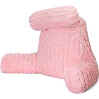 Aamira Reading Pillow Pink Faux Fur Ribbed Memory Foam Support Cushion