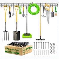 Green Thumbz Garden Tool Rack 160cm - Heavy-Duty Wall-Mounted Organiser in Black