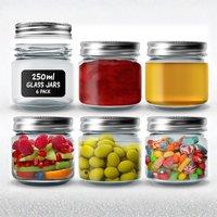 volila Mason Jars 250ml Leakproof with Lids, Labels & Pen for Storage in Clear | Size: 6 Pack