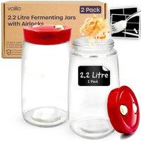 volila 2.2L Glass Fermentation Jar with Airlock Lid for Kimchi & Kombucha - 2 Pack in Clear