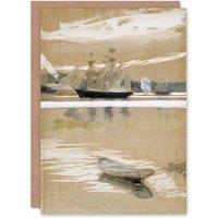 Artery8 Albert Edelfelt Seascape View From the Pier Art Greeting Card in Brown