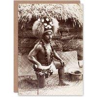 Artery8 Burton Brothers Malietoa High Chief Mulianga Art Greeting Card in Brown