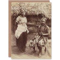 Artery8 Burton Brothers Samoan Chief Justice & His Wife Art Greeting Card in Brown