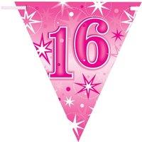 Qualatex Sparkle 16th Birthday Bunting in Pink