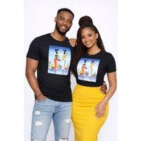 JTAPHRIQUE Mesmerising Sunset African Silhouette Painting Unisex Top in Black | Size: Medium