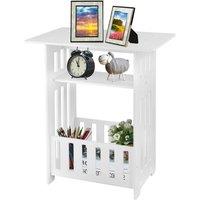 Kelvenix Small Bedside Table Cabinet Side Nightstand Storage Shelf in White