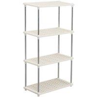 Kelvenix 4 Tier Plastic Shelving Units Storage Shelf Modern Standing Storage in White