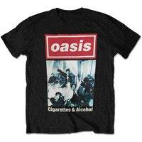 Rock Off officially Licensed Products Oasis Cigarettes & Alcohol Single Cover T-Shirt in Black | Size: 2XL