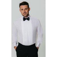 Dobell Men's White Pleated Front Standard Collar Dress Shirt | Size: 20 inches